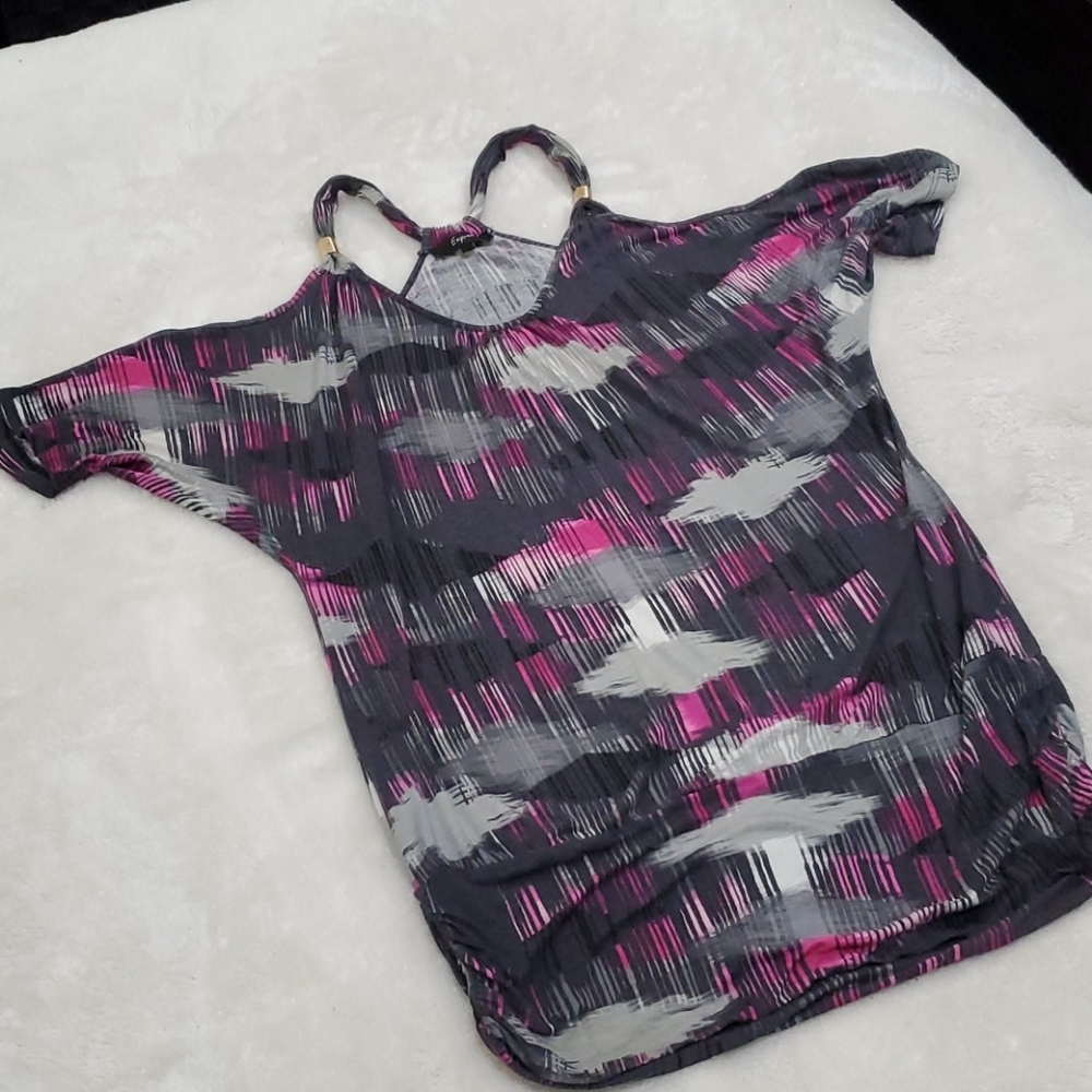 Pink & grey cold shoulder top Express